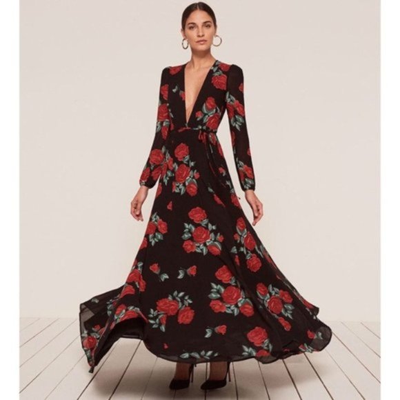 Reformation Milan Hera Carnation Maxi Wrap Dress - Picture 6 of 15